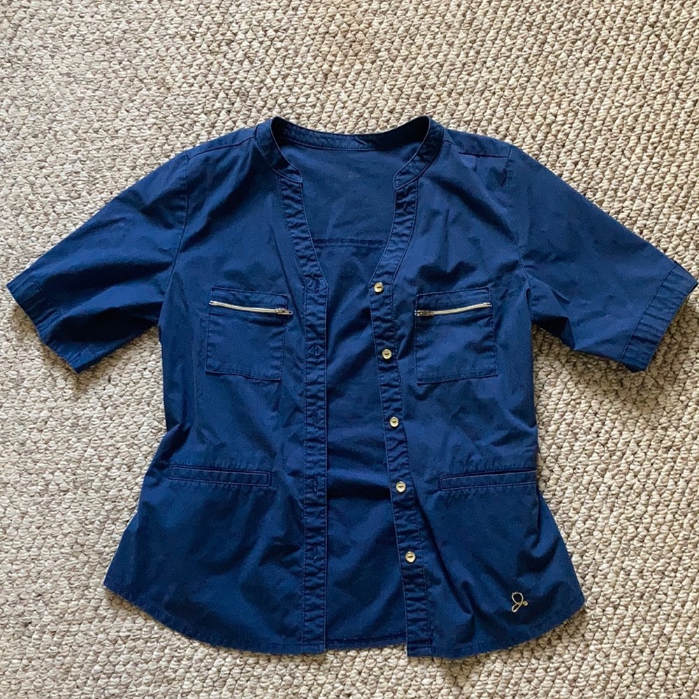 Jaanuu Button Down Scrub Top